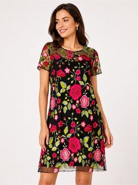Sam Edelman Floral Embroidered Mesh Mini Dress 10 Garden Party Wedding Guest